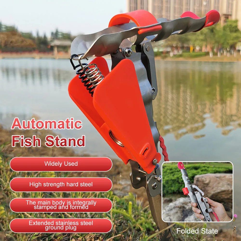 

1Pcs Foldable Automatic Double Spring Angle Fishing Pole Tackle Bracket Anti-Rust Steel Fishing Bracket Rod Holder Fish Tackle