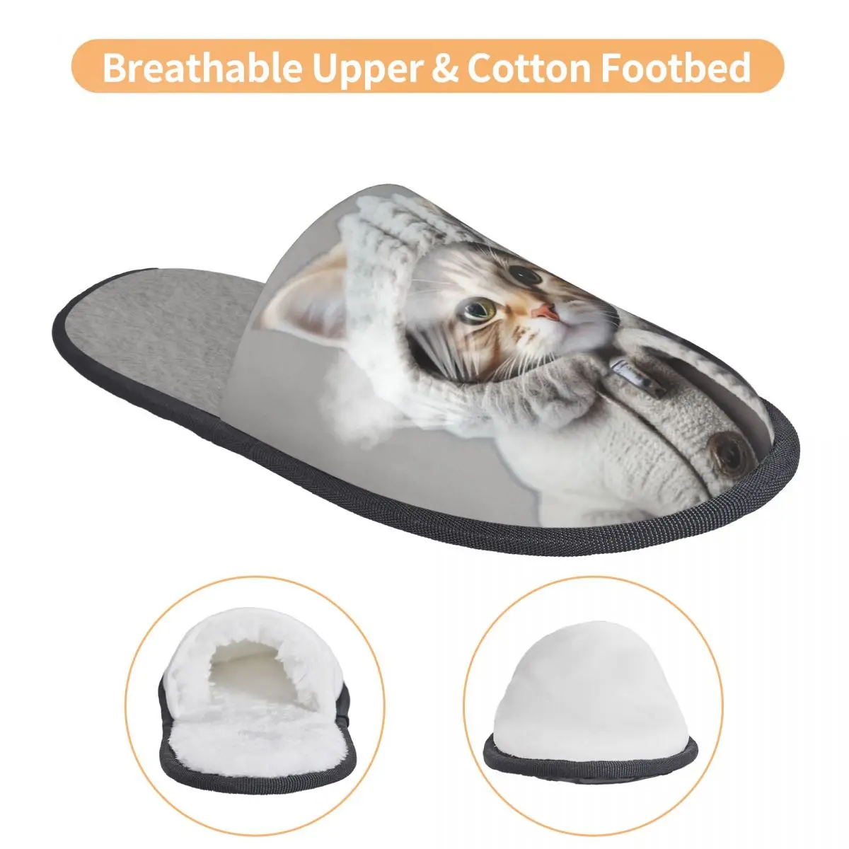 Custom Cute Cat Guest Slippers for Bathroom Women House Slipper - view 2