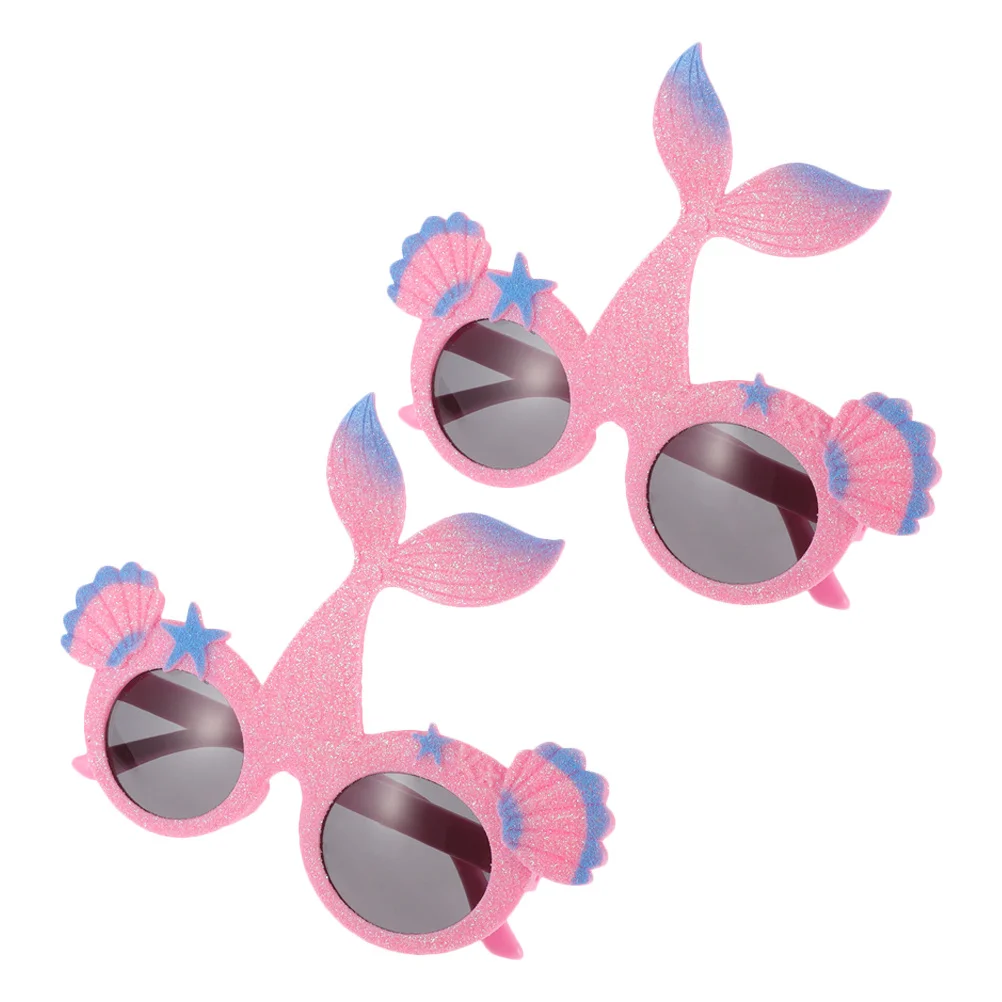 Óculos de festa de sereia, 2 peças, temático havaiano, óculos engraçados para aniversário, praia, luau, festa de dança, adereços de cabine de foto
