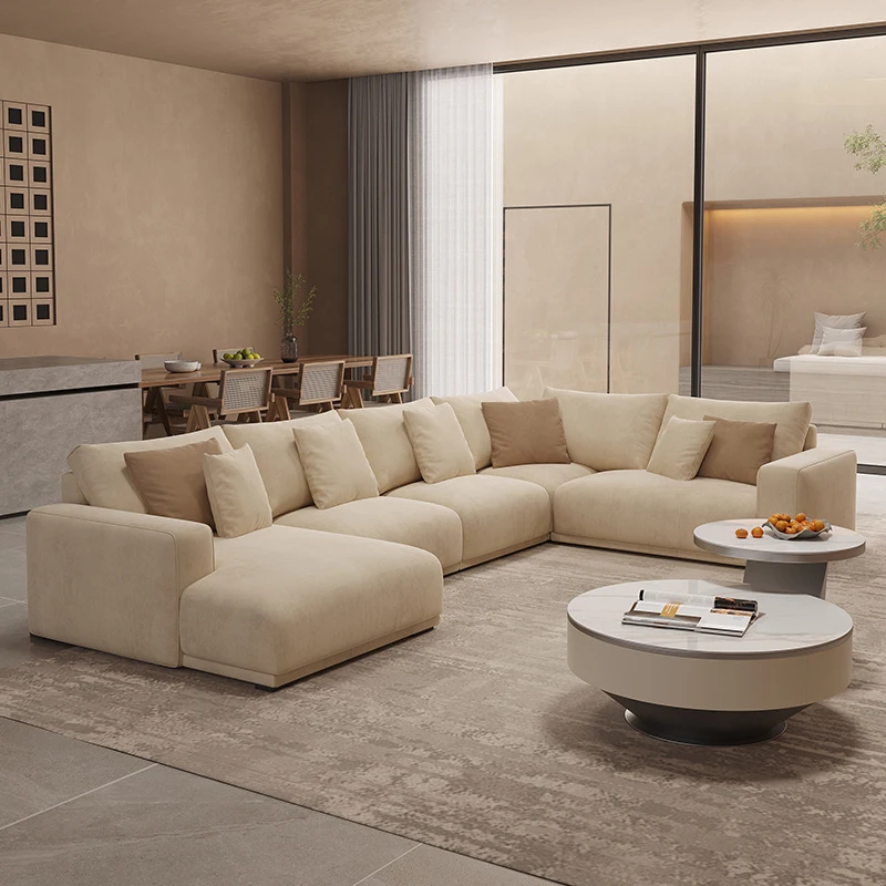 

High-quality Living Room Furniture Beige Combination Couch Modern Luxury U Shape Sectional Fabric Sofa Set