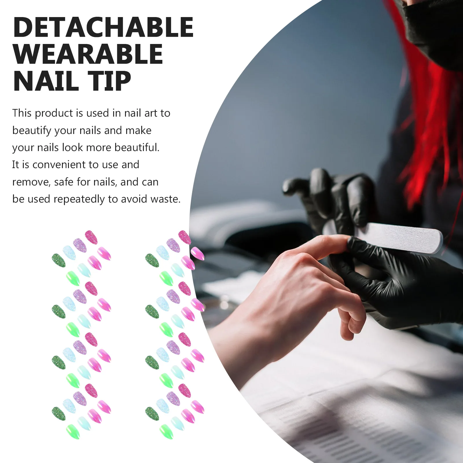 

4 Boxes Long False Nails Detachable Patches Women Fake Nail Tips Diy Manicure Decor Wearable Fake Nails Nail Art Design Wedding