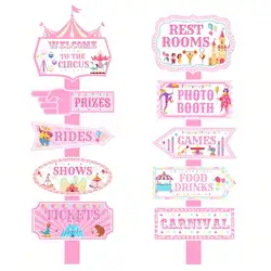 Circus Carnival Party Directional Signs,Circus Tent Porch Sign,Carnival Yard Sign for Carnival Party Supplies
