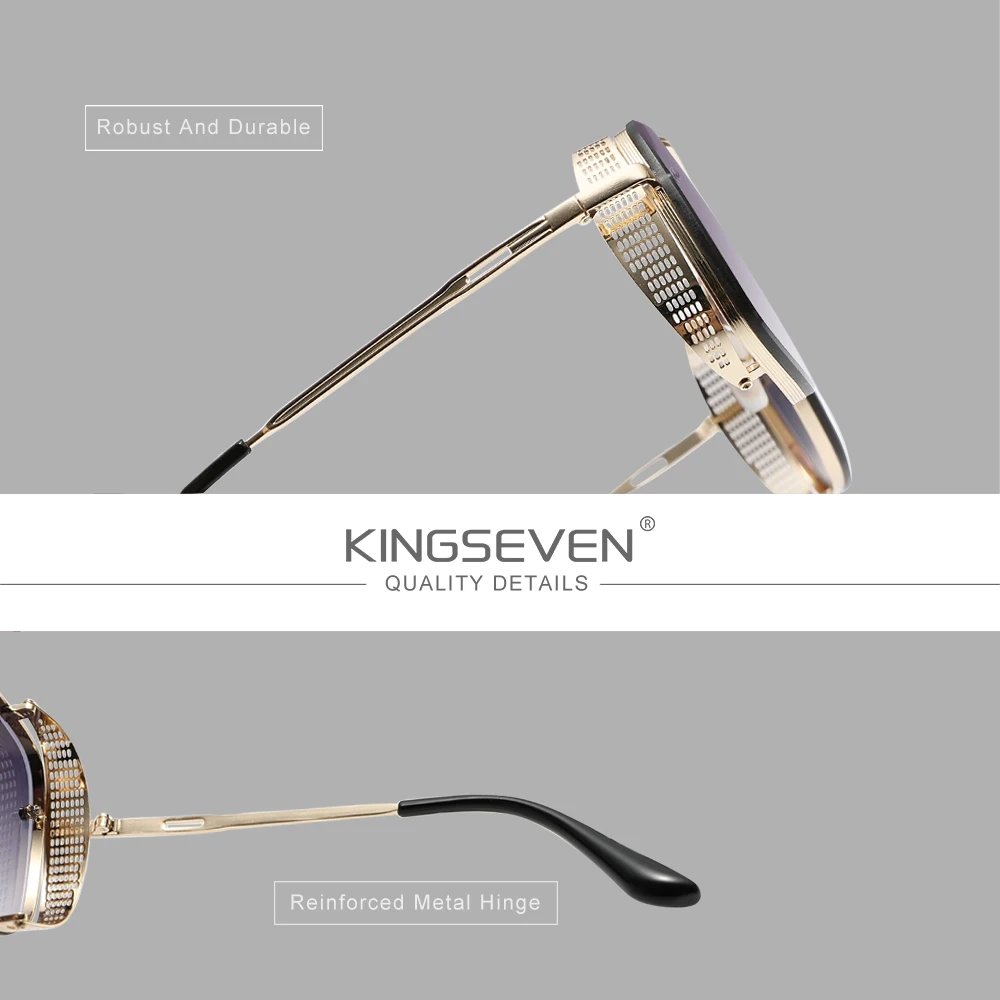KINGSEVEN Luxus-Sonnenbrille, polarisiert, blendfrei, UV400, modische Brille, Farbverlaufslinse, für Herren und Damen, rechteckige Rahmen – Detail 2