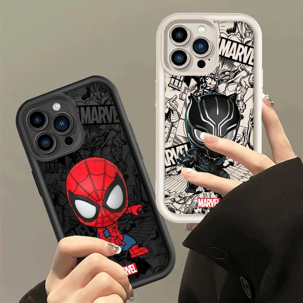 Cartoon Marvel Sqiderman Phone Case for iPhone 15ProMax 13 Mini 12 Pro 11 Pro SE XS Max 8 7 XR 14 Plus Soft Cover Luxury