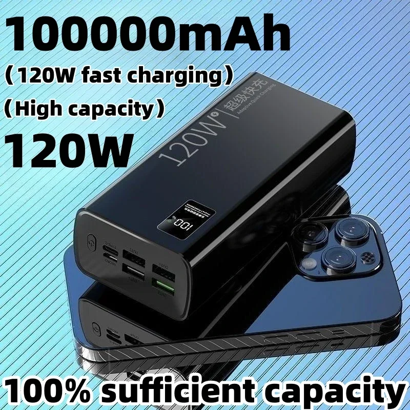 

120W super fast charging 100000 mAh power bank with 100% sufficient capacity for mobile power supply for various mobile phones