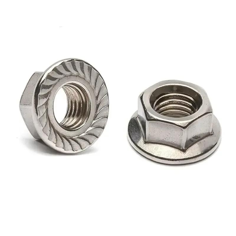 M2.5 M3 M4 M5 M6 M8 M10 M12 M14 M16 M20 High Quality Stainless Steel Hexagon Hex Head Serrated Flange Nut DIN6923