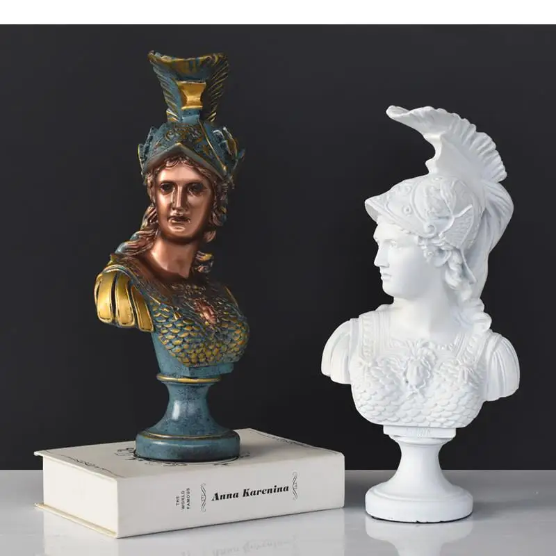 

Greek Goddess Athena Figure Statue Resin Crafts Furnishings Retro Human Head Modern Home Decoration Accessories Figures Decor