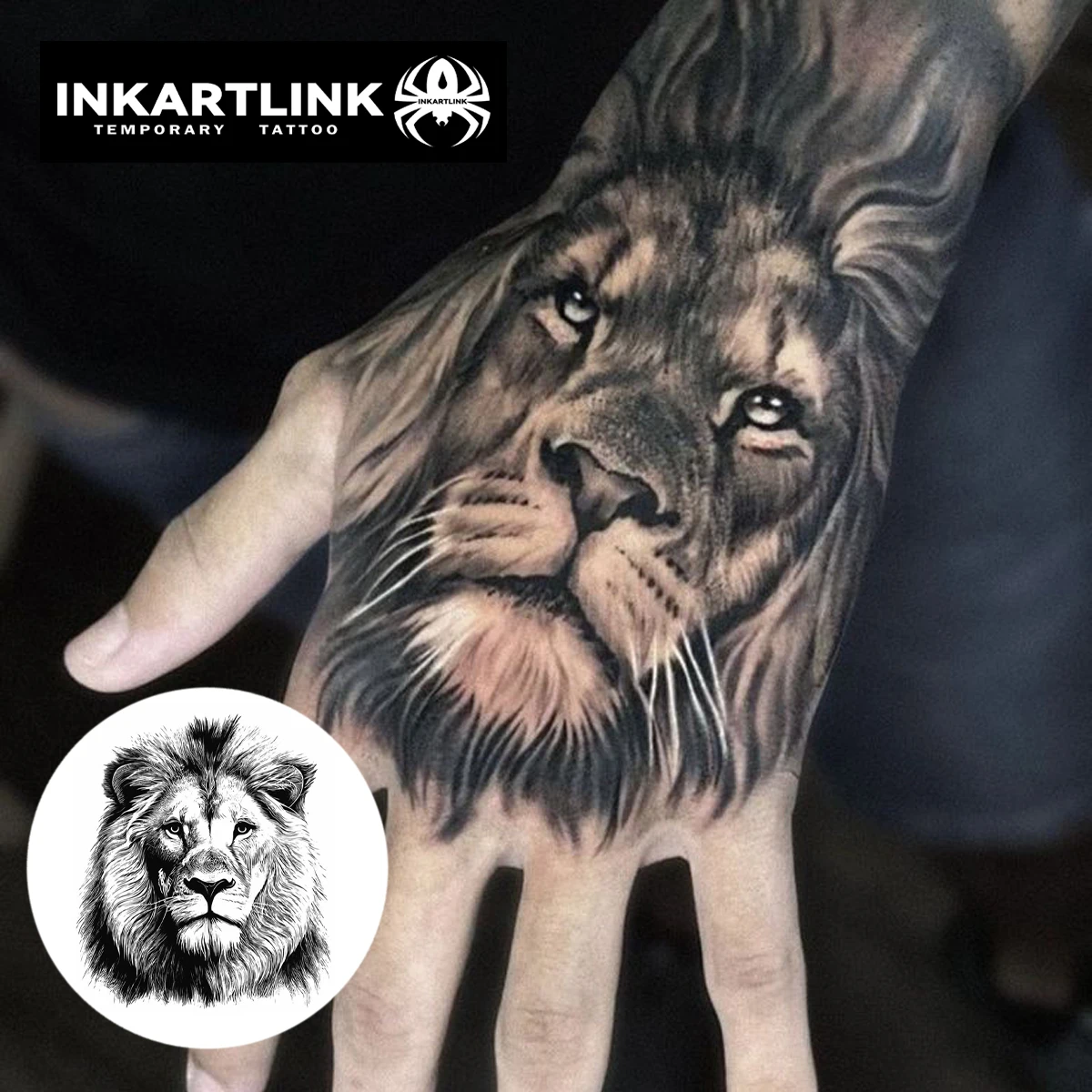 lion Temporary Tattoo,Lasts To 15 Days New Technology Magic Waterproof Semi Permanent Sticker.