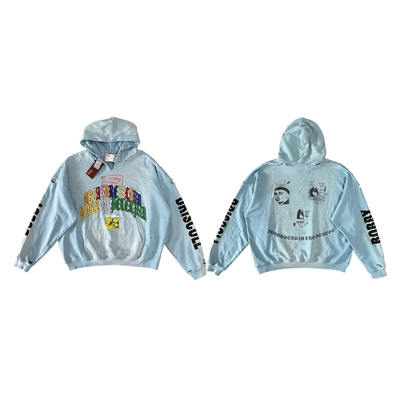 Hip Hop Oversize Loose Paly Hoodie Blue Fashion Cotton Men Women Autumn Best Quality Lovers Outdoor High Quality Sweatshirt
