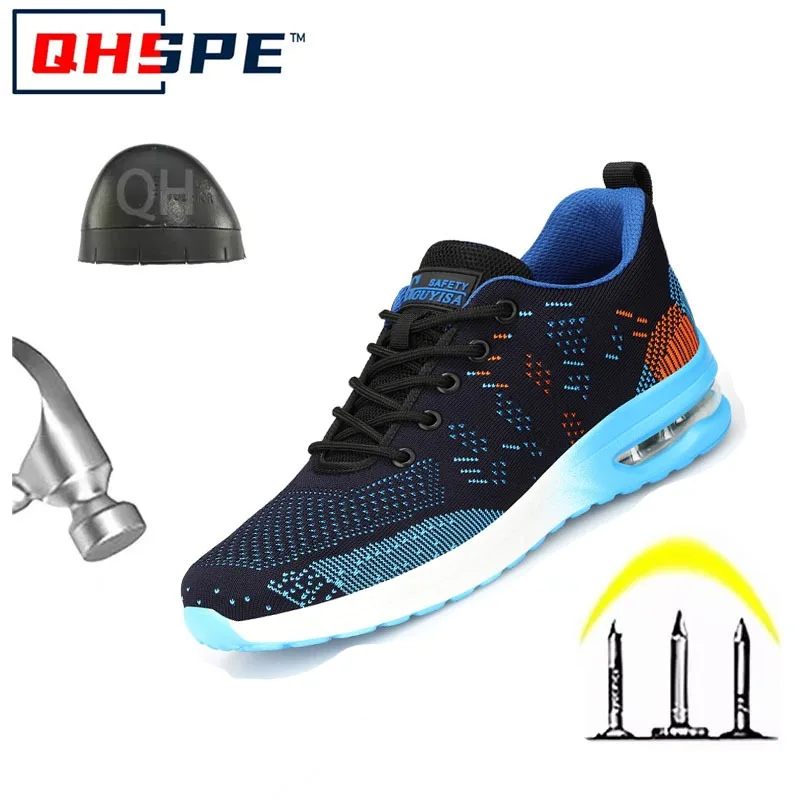 

Breathable Mesh Work Sneakers Men Women Safety Shoes Steel Toe Indestructible Shoes Anti-Smash Light Air Cushion Work Shoes Men