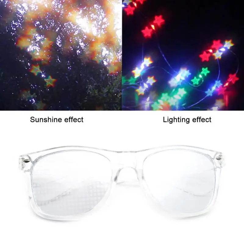 Lunettes de feu d'artifice créatives, montre les lumières changent en forme de cœur la nuit, lunettes de soleil amusantes, fournitures de fête, vente en gros