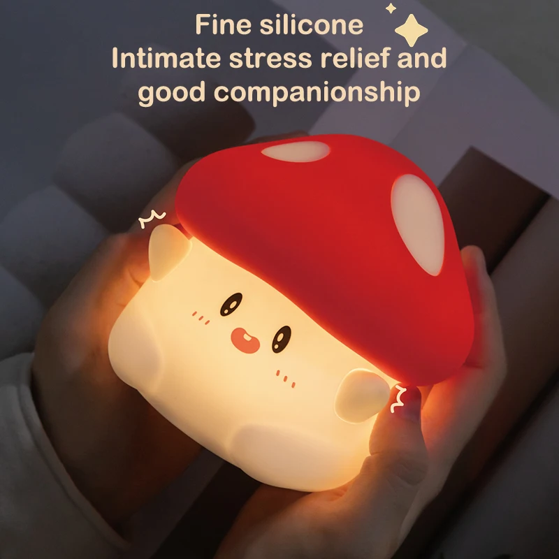 

Halloween Led Night Light Silicone Table Lamp Mushroom Cute Cartoon Kid Birthday Gifts Nursery Bedroom Nightlight