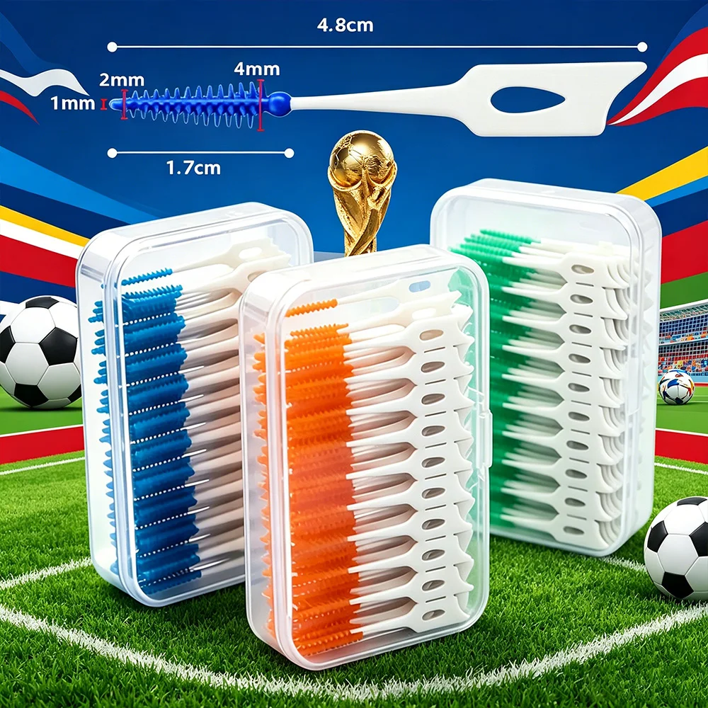 100Pcs Interdental Brushes Soft Silicone Dental Floss Sticks Teeth Gap Cleaner Disposable Toothpick Oral Care Tool for Adults Ki