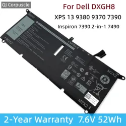 Nowa bateria DXGH8 do laptopa Dell XPS 13 9380 9370 7390 do Dell Inspiron 7390 2 w 1 7490 G8VCF 0H754V P82G HK6N5 P114G P115G