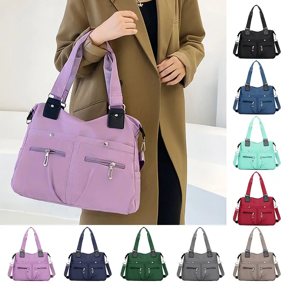 Large Capacity Shoulder Bag Waterproof Multi Pocket Women Tote Nylon Bag Portable For Work