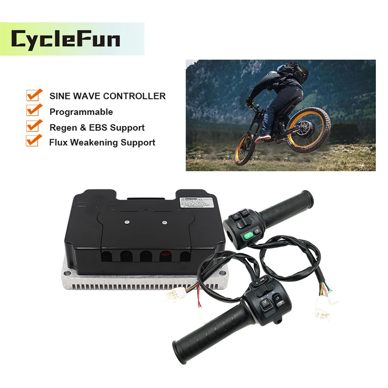 18FET 2KW-3KW Fardriver 48V-72V ND72300 Hall Sensor Sine Wave BLDC Controller with T08 Throttle For Electric Scooter Dirt Bike