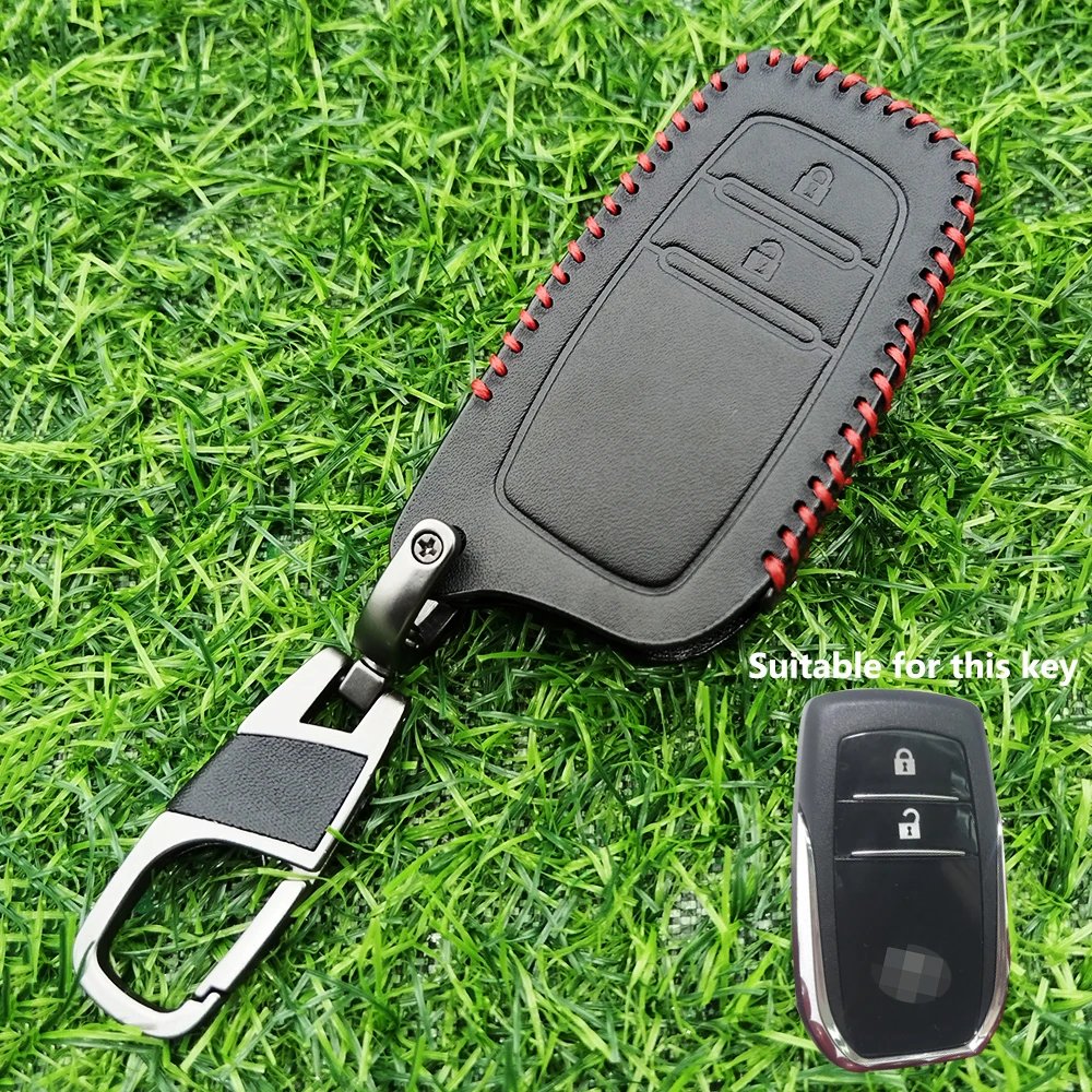 Leather Car Key Case Cover For Toyota Corolla SE 2023 Camry 50 55 TLC200 Yaris Land Cruiser Prado150 RAV4 Venza SIENNA