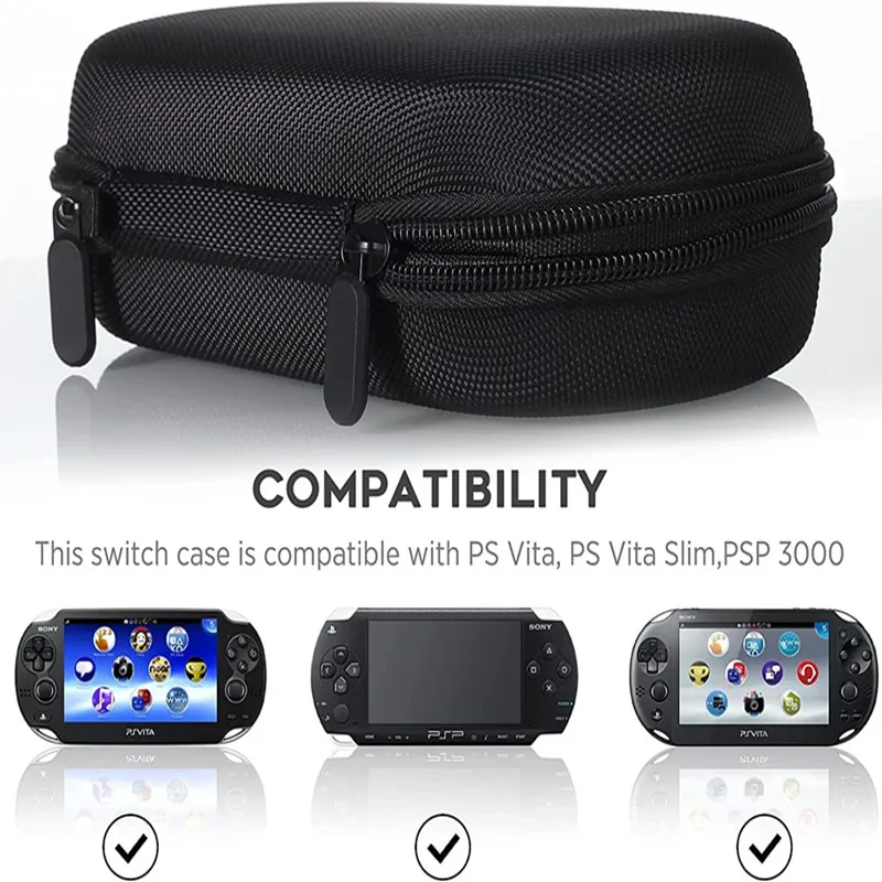 For PS Vita 1000, PSV 2000 Carrying Storage Bag Portable Travel Organizer Case With HD Tempered Glass Screen Protectors Film