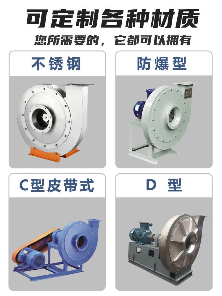 9-19 High pressure centrifugal fan material conveying snail blower 380v industrial dust removal