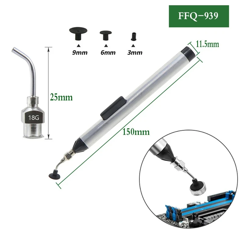 IC SMD Vacuum Sucking Suction Pen with 3 Suction Headers Remover Sucker Pump Chip \Pick Up Hand Tool Phone PC Repair Tools