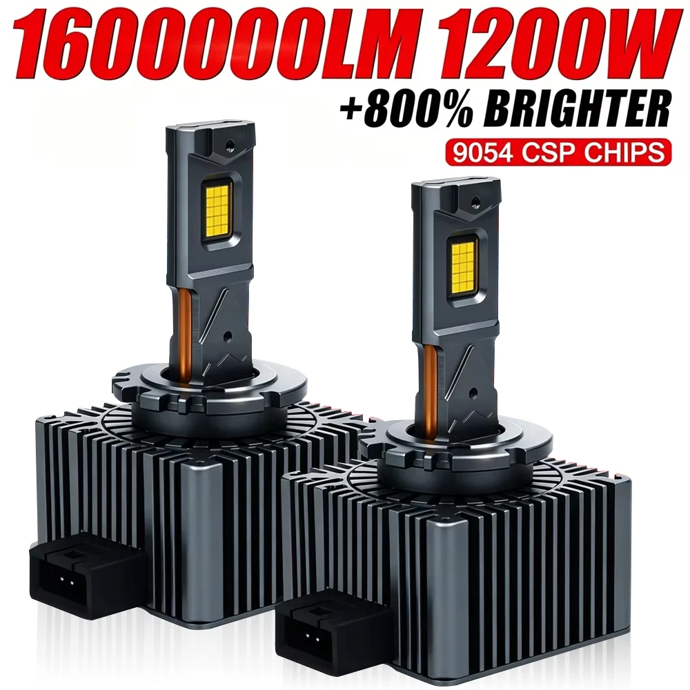 Faros LED D3S D1S Canbus 1:1 HID D2S D4S D8S D1R D2R D3R D4R, Lámpara Automotriz 1600000LM 1200W, Bombilla LED Turbo Plug&Play para Auto 12V