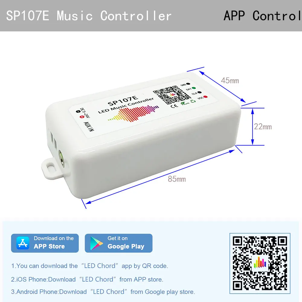 1 pz-5 pz SP107E musica Bluetooth LED Pixel Phone APP Controller per WS2812B WS2812 SK6812 RGBW APA102 WS2811 LED Strip DC5V-24V