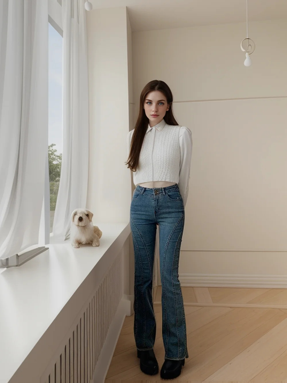Pantalones vaqueros cortos Vintage para mujer, pantalón pequeño de cintura alta, diseño XS, longitud del tobillo 92cm