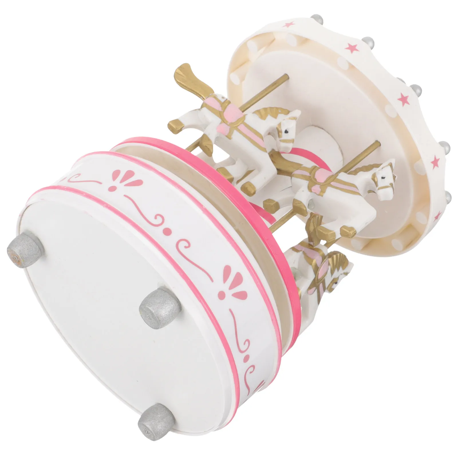 Wooden Carousel Music Box Handcrafted Rotating Ornament with Peaceful City in The Sky Tune Ideal Gift for Lovers Friends