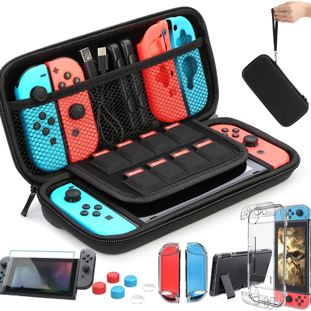 

HEYSTOP Switch Carrying Bag for Nintendo Switch Case with 9 in 1 Nintendo Switch Accessories Kit and 6 Pcs Thumb Grip