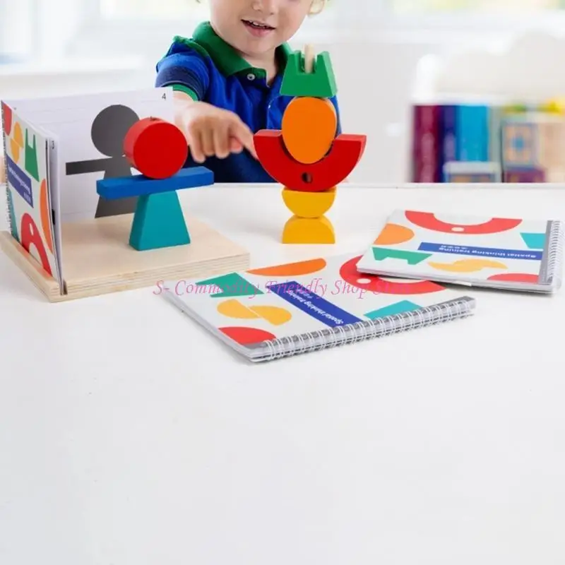 85AE Wooden Stacking Block Toy Colorful Pyramid Stacking Toy Puzzle Block Toy Toddler Age 3 Years Three-view Drawing