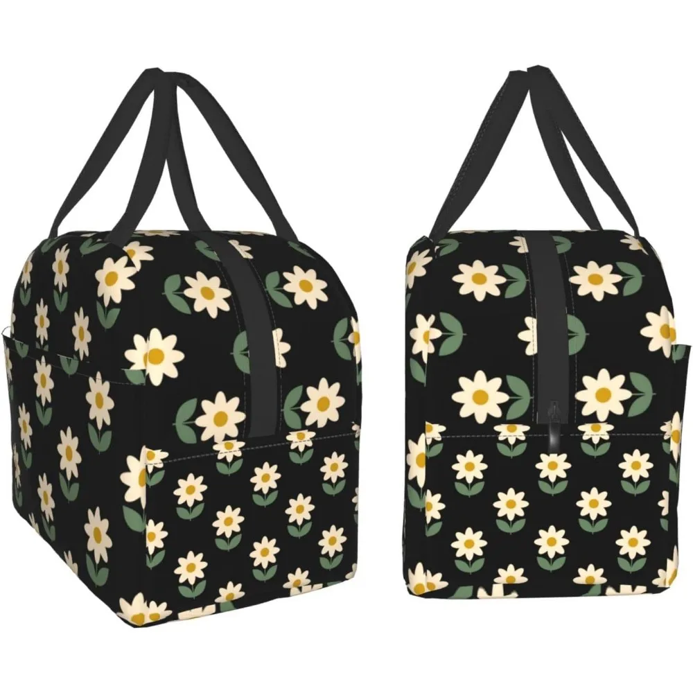 Saco de almoço flor bonito impressão isolado lancheira sacos reutilizáveis refeição recipiente portátil tote para homens mulheres trabalho viagem piquenique