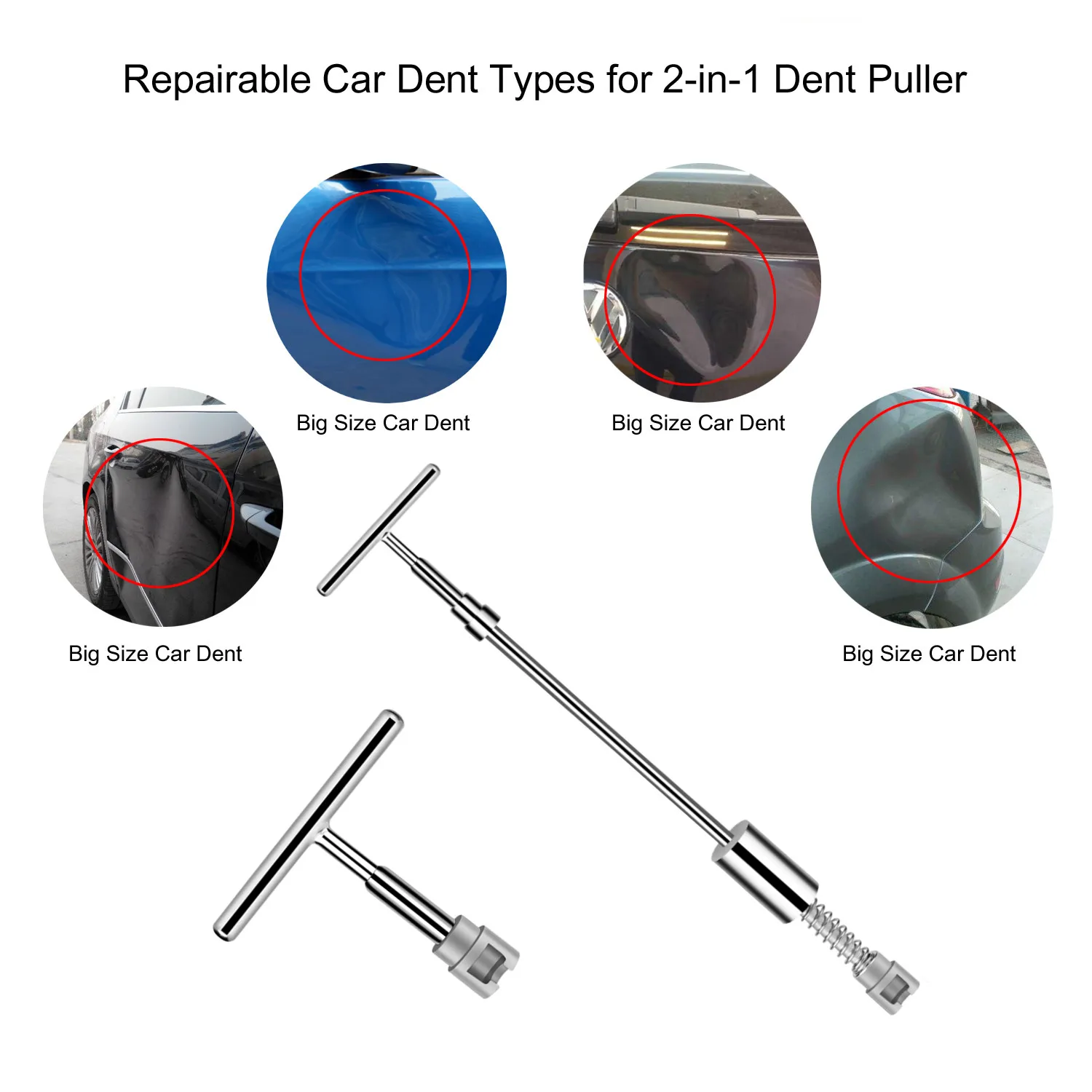 Dent Puller - Dent Remover with T bar Dent Puller and Upgraded Dent Puller Tabs for Car Dent Repair and Metal Surface Dent Remov