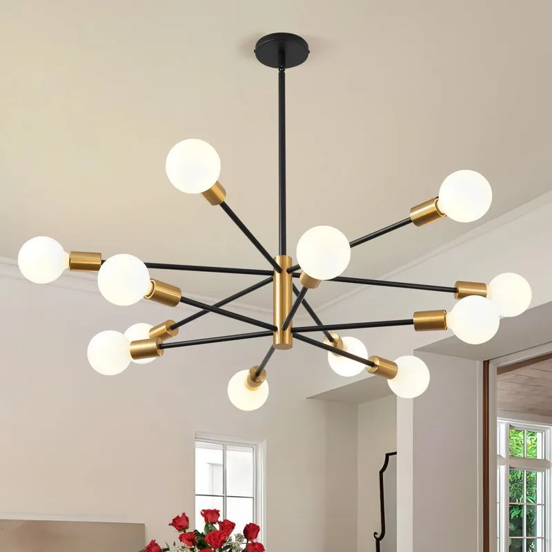 Modern Gold/Black/Chrome Chandelier Light Living Room Chandelier with 6/8/10/12 Lamps Heads E27 AC85-260V Dining Room Chandelier