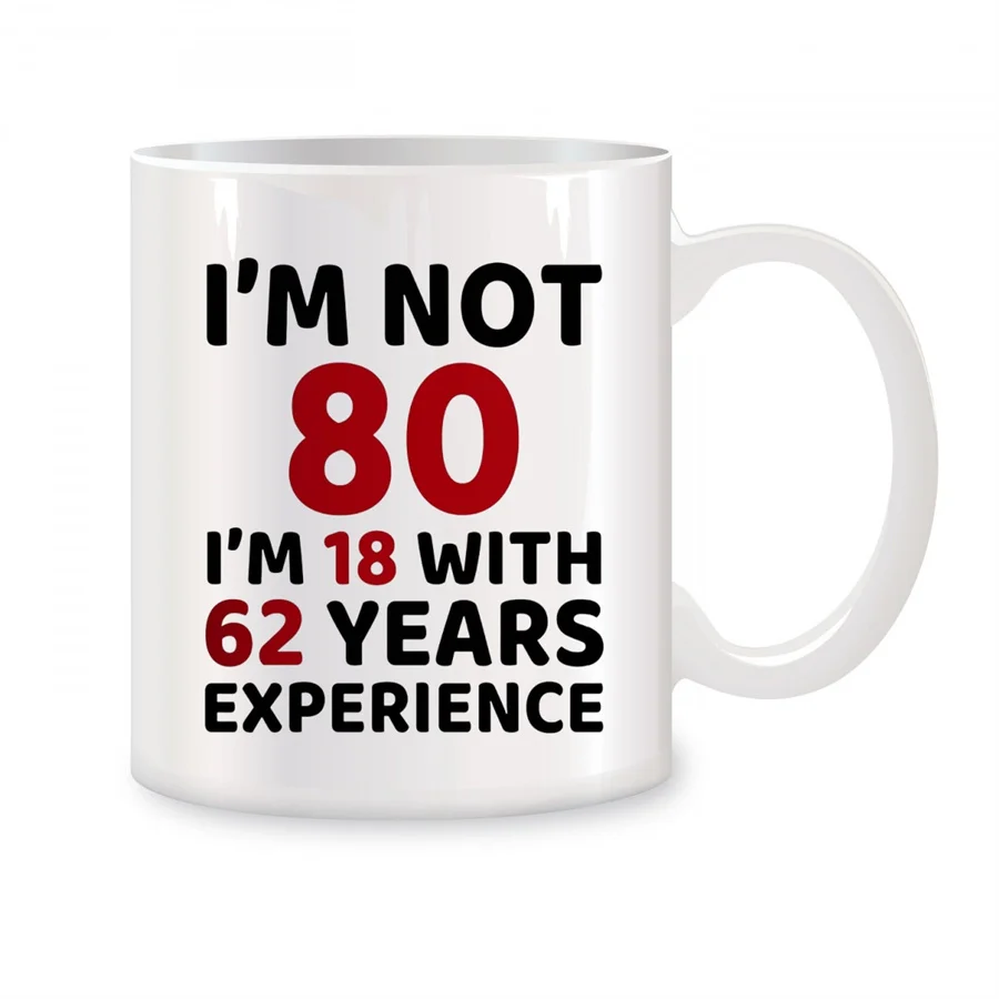 

80th Birthday Gifts Mugs For Women, Men, Dad, Mom Birthday Gifts Novelty Coffee Ceramic Tea Cups White 11 oz