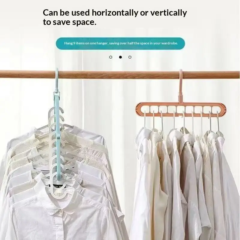 5Pcs 9-hole Wardrobe Storage Rack Multifunctional Foldable Clothes Drying Rack Storage Clothes Rack Space-saving Clothes Hanger