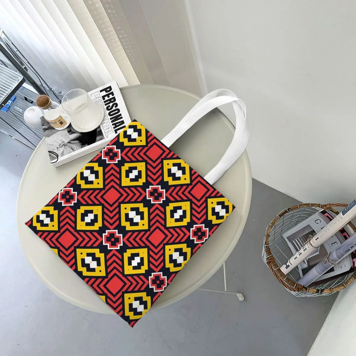 African Ankara Wax Print Shopping Bags Canvas The Tote Bag Folding for Girls Shoulder Tote Travel Handbag