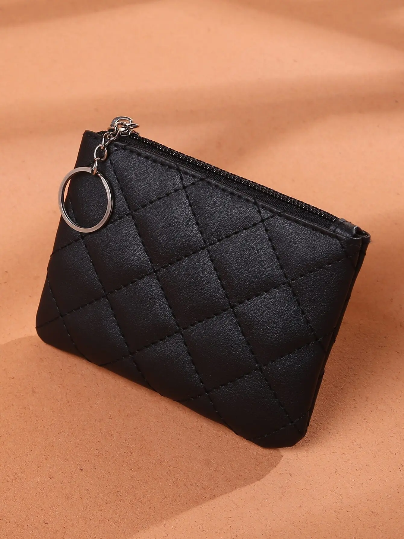 

Quilted Pattern Case Lightweight Zipper Pattern ID Card Cash Credit Card Pocket Small Pocket Wallet Short Wallet Minimalist Fashion Modern Business Travel For Birthday Gift Anniversary On Valentine Day Couple Women Female Lady Girls Gift Bag Present Keych