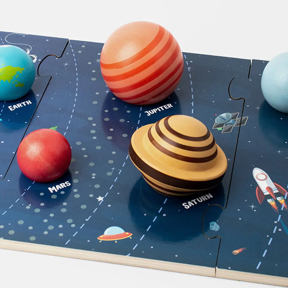 

1Set Wooden Space Planets Early Cognitive Puzzle Educational Cartoon Matching Plaything for Children Hands-on Skill Development
