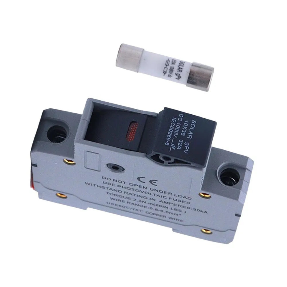 DIN Rail Fuse Base 32A DC Fuse Box For Outdoor Solar Farms Flame Retardant Casing DC1000V Rated Voltage Short-circuit Protection