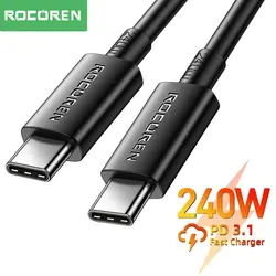 Rocoren 240W Type C To USB C Cable PD3.1 Fast Charging Charger USBC Data Wire Cord For iPhone 15 Pro Redmi Note 13 iPad Xiaomi