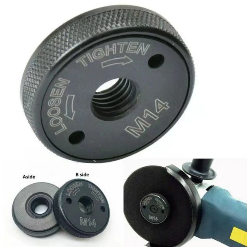 Schwarze Schnellverschluss-Flanschmutter M14 für Winkelschleifer, Spannplatte, Ersatz-Klemmwerkzeug für Elektrowerkzeuge – Detail 3
