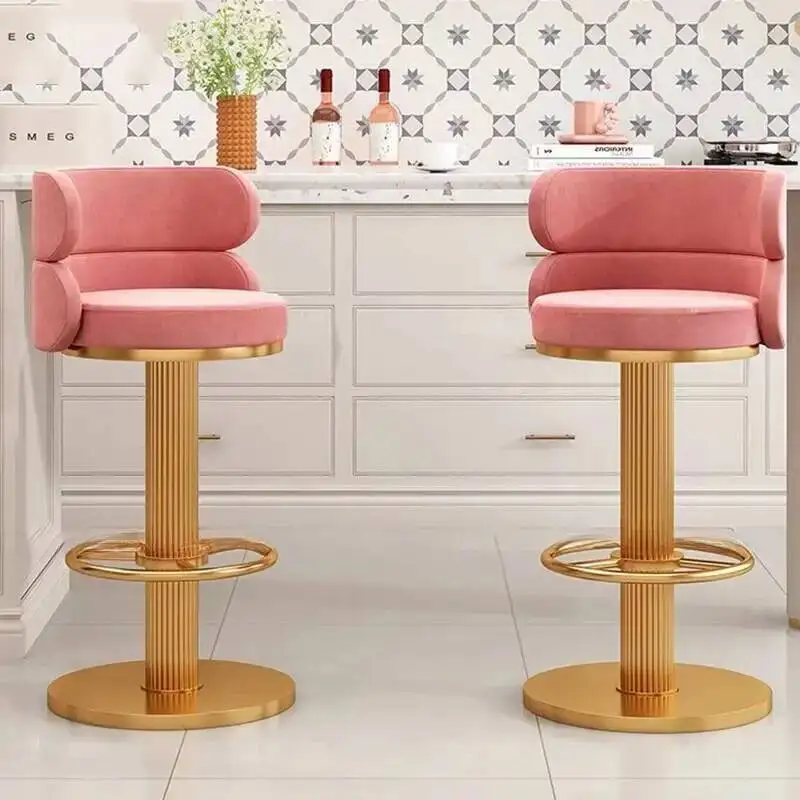 

Home High Stool Bank Bar Designer Reception Nordic Backrest Kitchen Counter Stool Modern Island Chair Cadeira Furniture XR50BY