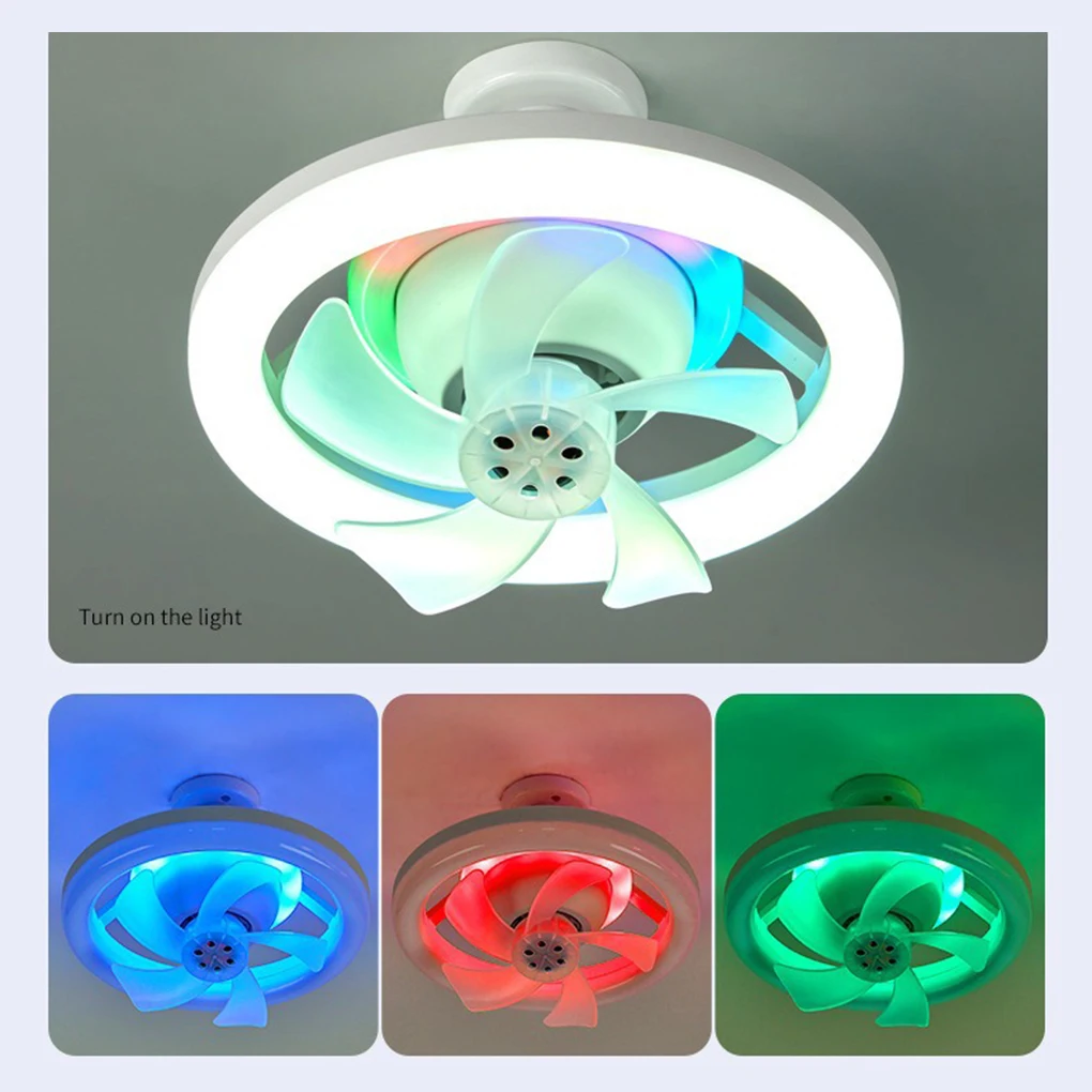 48w Ceiling Fan E27 Fan Light 360 ° Rotation Cooling Electric Fan Chandelier with Led Lights Remote for Home Decoration