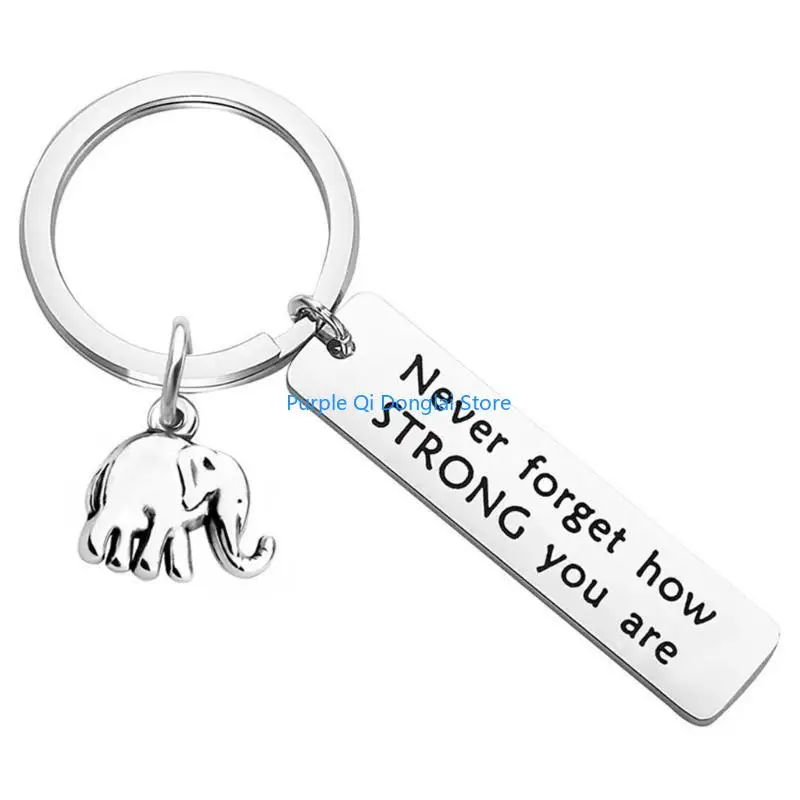 L21E Elegant Metal Elephant Keychain Encouraging Never Forget Strong Motivational Decoration for Office or Home
