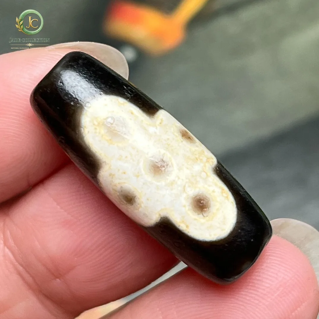 Unique Tibetan Old Agate dZi *Lightning&5 Eyes*Bead Amulet Z1209