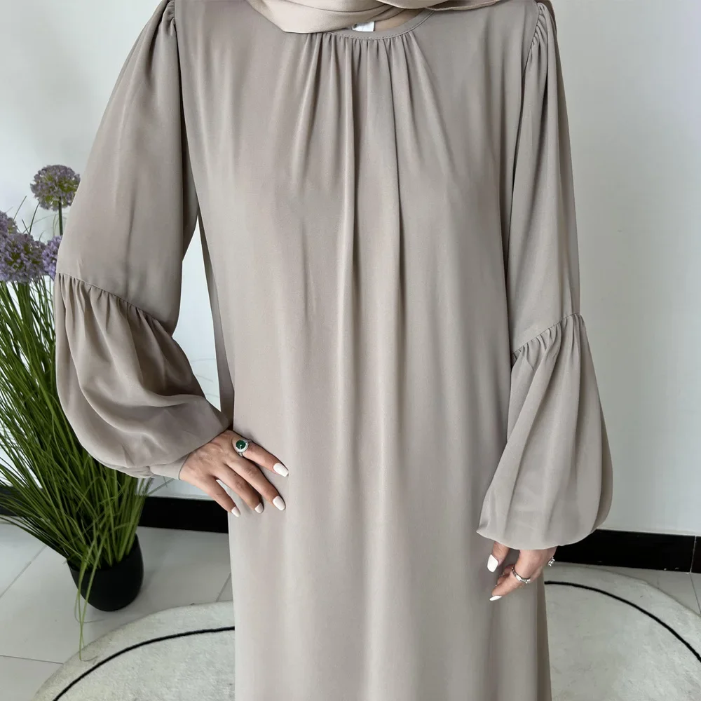 Effen bescheiden Abaya moslimvrouw Dubai-jurken Casual kleding met lange mouwen Islam Dubai Gebedskleed Islamitische casual maxi-jurken