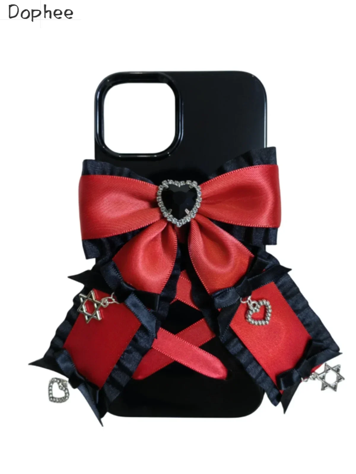 Dophee Original Landmine Series Mobile Phone Protective Case iPhone14 15 16promax Phone Cover Black Drill Bow Lolita Soft Shell