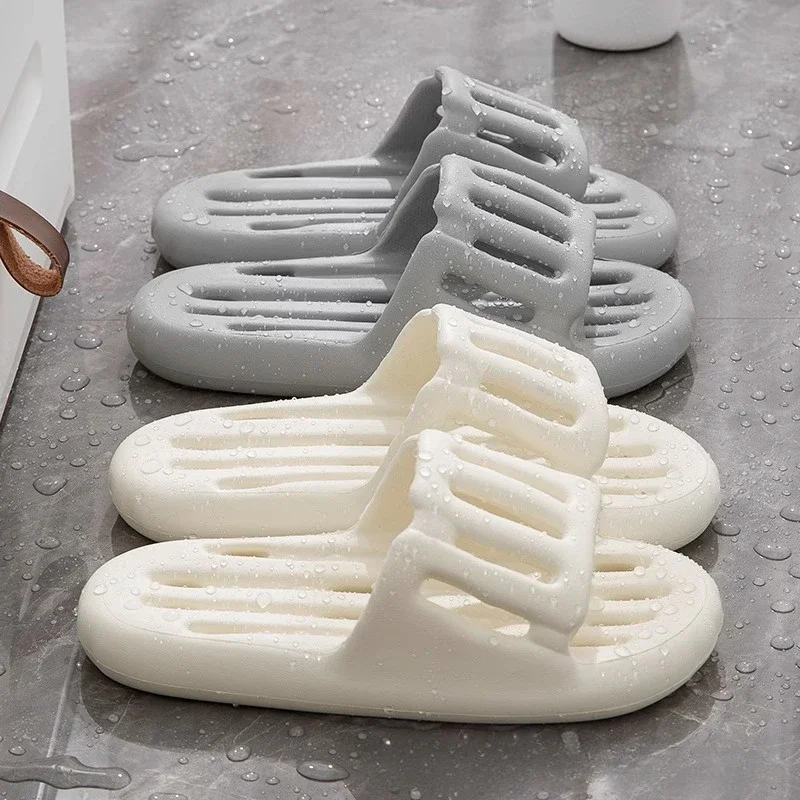 

Мужские и женские тапочки-подушки на мягкой подошве, легкие нескользящие сандалии из ЭВА с открытым носком, быстросохнущая обувь для ванной комнаты и улицы