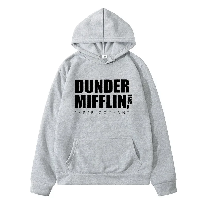 DUNDER MIFFLIN Letter Printed Men Women's Hoodie Autumn Winter Pure Cotton Fashion Casual Long Sleeve Oversized Harajuku Tops