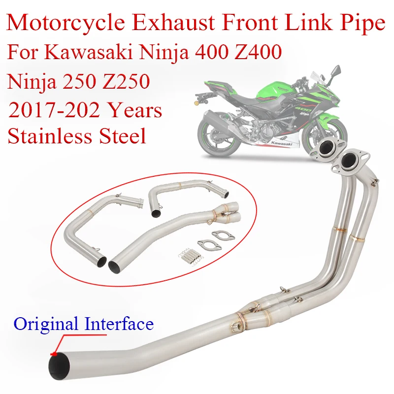 

Motorcycle Exhaust Front Link Pipe For Kawasaki Ninja 400 Z400 Ninja 250 Z250 2017-2022 Stainless Steel Moto Escape Modified